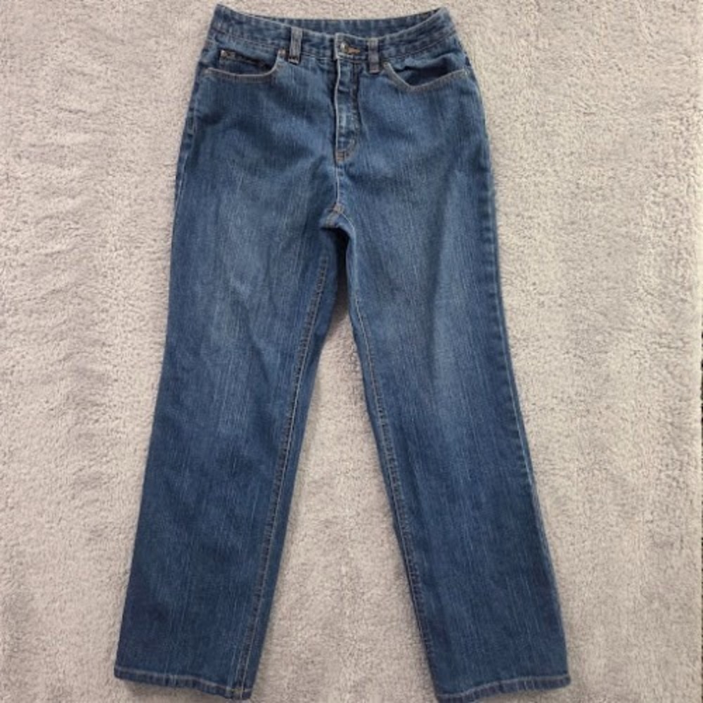 Talbots Petites Straight Leg Jeans Women's 6P Blue Stretch Medium Wash Mid‎ Rise